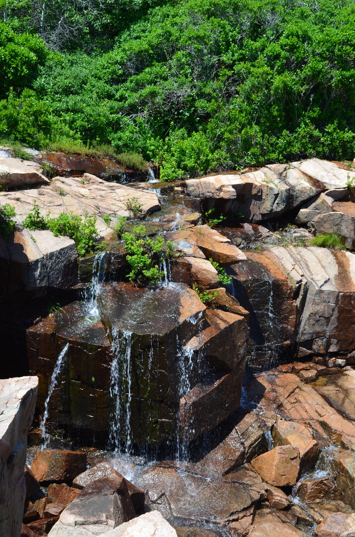 water runoff from the rocks above the shoreline at Acadia National Park, Maine