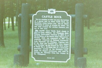 Photo of the sign and Castle Rock state park in nothern Illinois in 1986