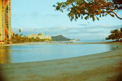 Photo of the point in Waikiki, Hawaii taken in 1993