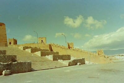 Photo of the castle steps in Almeria, Spain in 1985